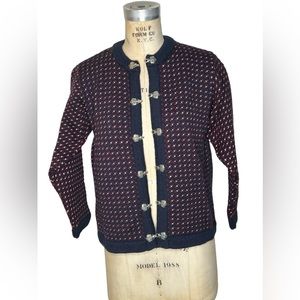 Skjæveland S wool blue and red cardigan